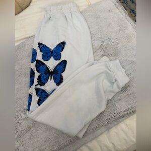 Blue Butterfly Print Women's Joggers